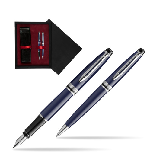 Waterman EXPERT BLUE CORE Fountain pen + Ballpoint pen Gift Set in double wooden box Black Double Maroon