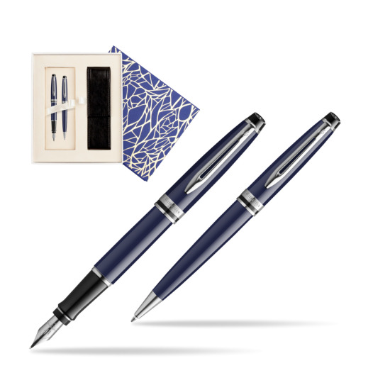 Waterman EXPERT BLUE CORE Fountain pen + Ballpoint pen Gift Set  Universal Crystal Blue