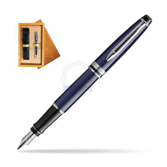 Waterman EXPERT BLUE CORE Penna Stilografica in single wooden box Honey Single Ecru