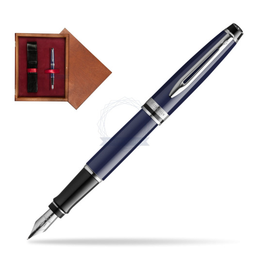 Waterman EXPERT BLUE CORE Penna Stilografica in single wooden box Mahogany Single Maroon