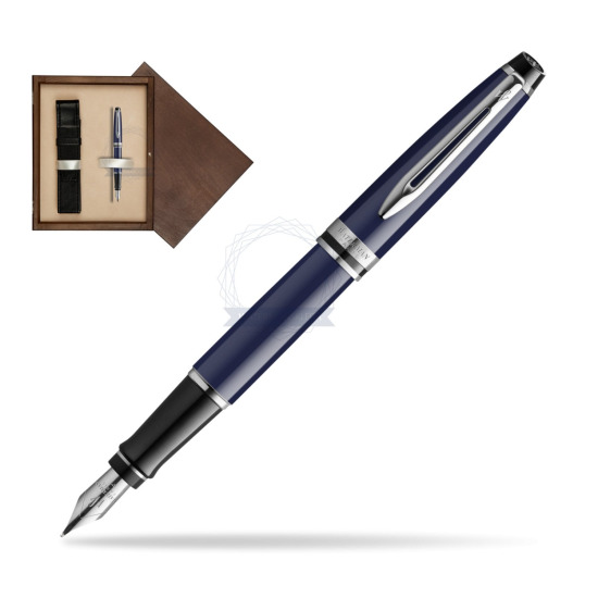 Waterman EXPERT BLUE CORE Penna Stilografica in single wooden box Wenge Single Ecru