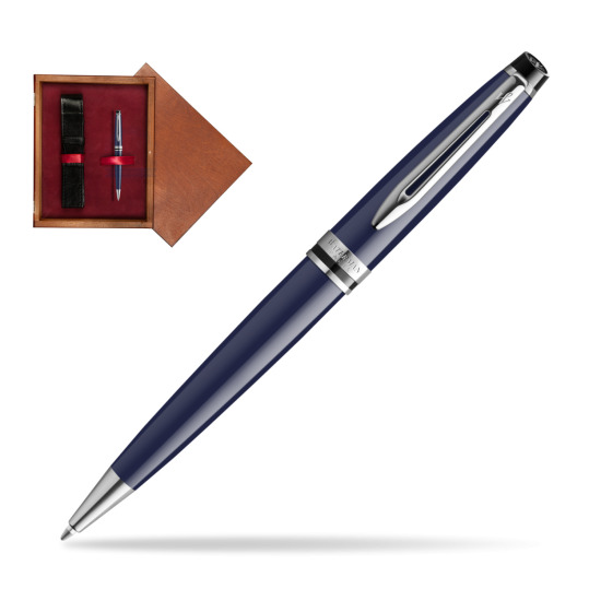 Waterman EXPERT BLUE CORE Penna a Sfera in single wooden box Mahogany Single Maroon