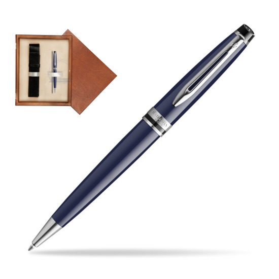 Waterman EXPERT BLUE CORE Penna a Sfera in single wooden box Mahogany Single Ecru