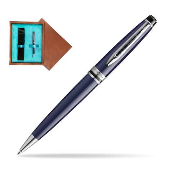 Waterman EXPERT BLUE CORE Penna a Sfera in single wooden box Mahogany Single Turquoise 