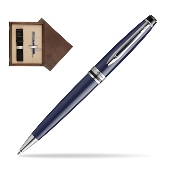 Waterman EXPERT BLUE CORE Penna a Sfera in single wooden box Wenge Single Ecru