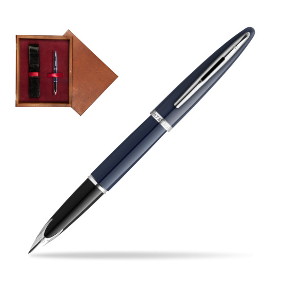 Waterman CARÈNE BLUE CORE Penna Stilografica in single wooden box Mahogany Single Maroon