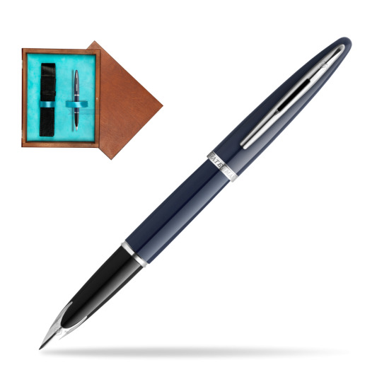Waterman CARÈNE BLUE CORE Penna Stilografica in single wooden box Mahogany Single Turquoise 