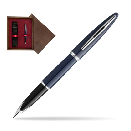 Waterman CARÈNE BLUE CORE Penna Stilografica in single wooden box Wenge Single Maroon
