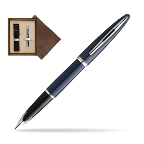 Waterman CARÈNE BLUE CORE Penna Stilografica in single wooden box Wenge Single Ecru