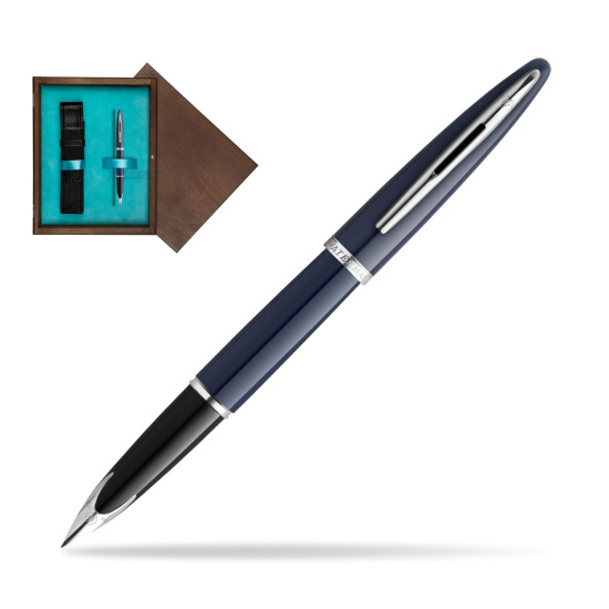 Waterman CARÈNE BLUE CORE Penna Stilografica in single wooden box Wenge Single Turquoise 