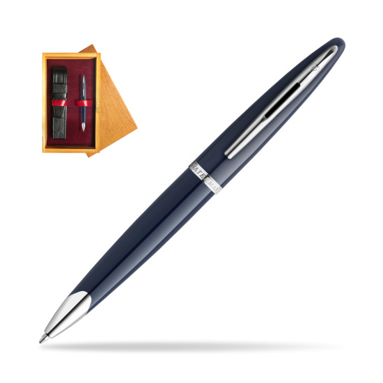 Waterman CARÈNE BLUE CORE Kugelschreiber in single wooden box Honey Single Maroon