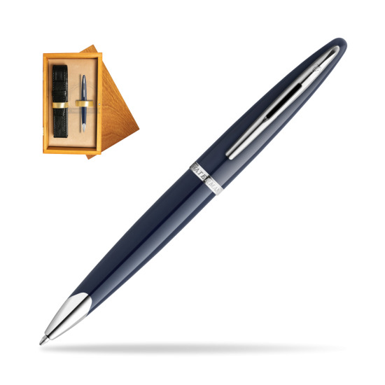 Waterman CARÈNE BLUE CORE Kugelschreiber in single wooden box Honey Single Ecru