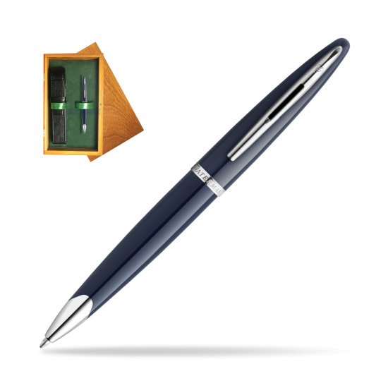 Waterman CARÈNE BLUE CORE Kugelschreiber in single wooden box Honey Single Green