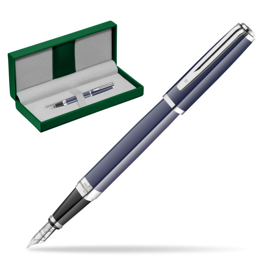 Waterman EXCEPTION BLUE CORE Stylo-plume in the green leather box