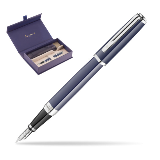 Waterman EXCEPTION BLUE CORE Penna Stilografica in original Waterman box, slide-out case