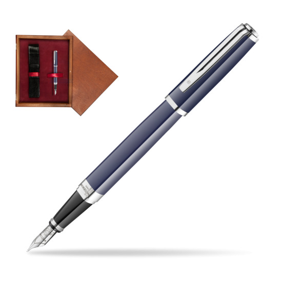 Waterman EXCEPTION BLUE CORE Penna Stilografica in single wooden box Mahogany Single Maroon