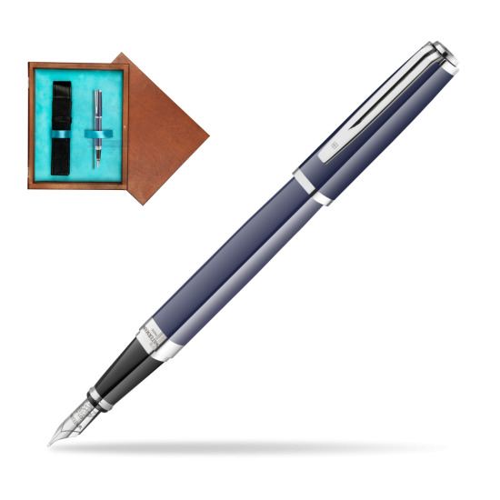 Waterman EXCEPTION BLUE CORE Penna Stilografica in single wooden box Mahogany Single Turquoise 
