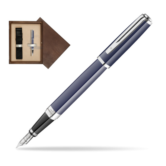 Waterman EXCEPTION BLUE CORE Penna Stilografica in single wooden box Wenge Single Ecru