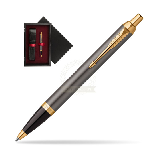 Parker IM Grey Core GT Penna a Sfera in single wooden box Black Single Maroon