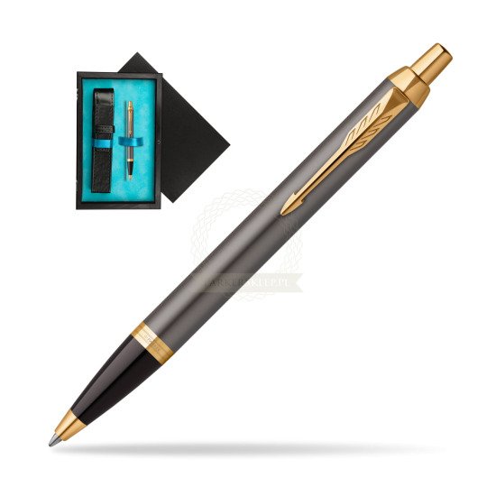Parker IM Grey Core GT Penna a Sfera in single wooden box Black Single Turquoise