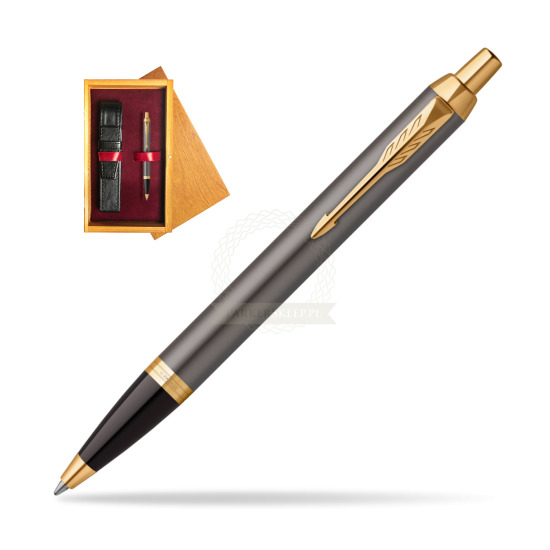 Parker IM Grey Core GT Penna a Sfera in single wooden box Honey Single Maroon