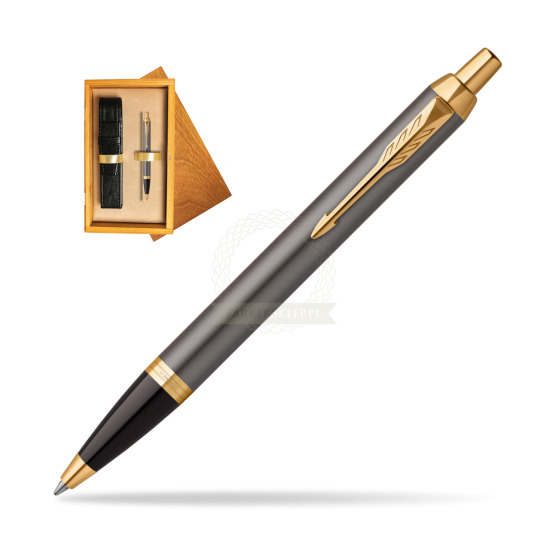 Parker IM Grey Core GT Penna a Sfera in single wooden box Honey Single Ecru