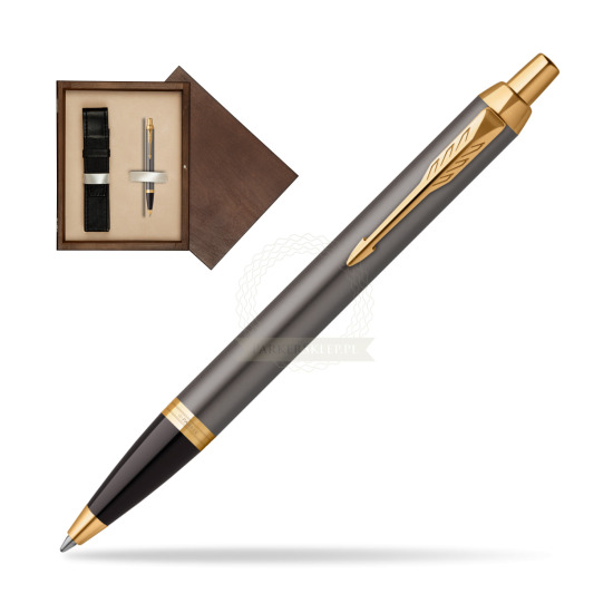 Parker IM Grey Core GT Penna a Sfera in single wooden box Wenge Single Ecru