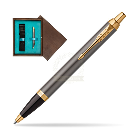 Parker IM Grey Core GT Penna a Sfera in single wooden box Wenge Single Turquoise 