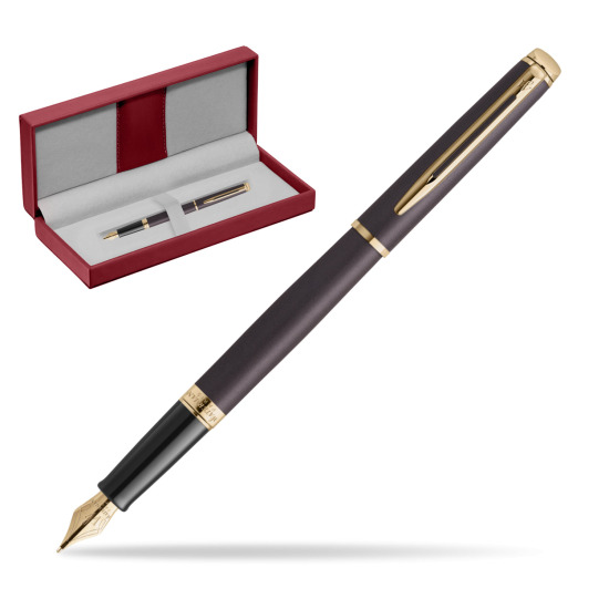 Waterman Hémisphère Lava Black Metallic GT Penna Stilografica in the red leather box