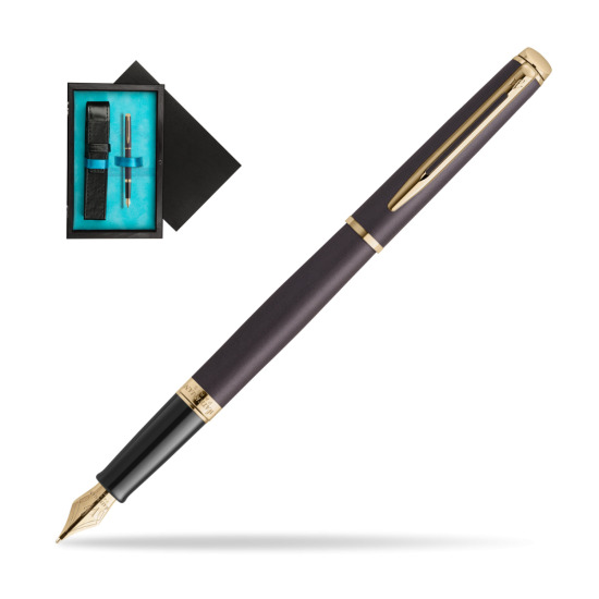 Waterman Hémisphère Lava Black Metallic GT Penna Stilografica in single wooden box Black Single Turquoise