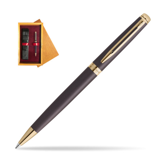 Waterman Hémisphère Lava Black Metallic GT Penna a Sfera in single wooden box Honey Single Maroon