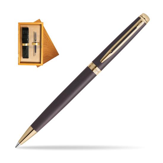 Waterman Hémisphère Lava Black Metallic GT Penna a Sfera in single wooden box Honey Single Ecru