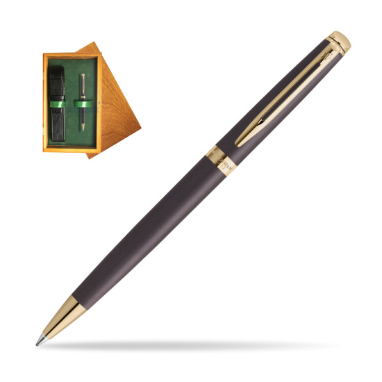 Waterman Hémisphère Lava Black Metallic GT Penna a Sfera in single wooden box Honey Single Green