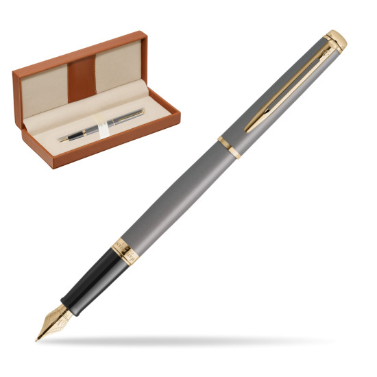 Waterman Hémisphère Stone Grey Metallic GT Penna Stilografica  in classic box brown