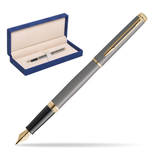 Waterman Hémisphère Stone Grey Metallic GT Penna Stilografica in suede box navy blue
