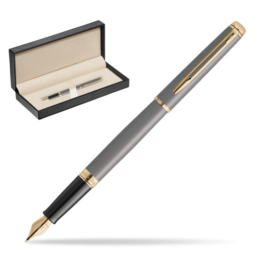 Waterman Hémisphère Stone Grey Metallic GT Penna Stilografica in classic box pure black