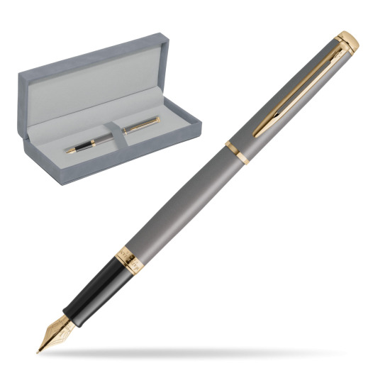 Waterman Hémisphère Stone Grey Metallic GT Penna Stilografica in suede box grey