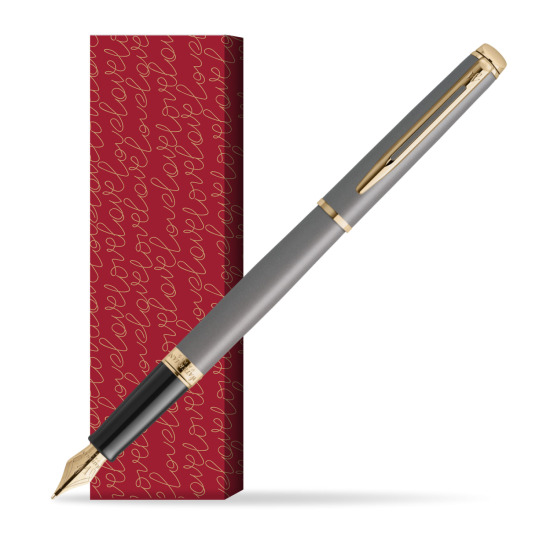 Waterman Hémisphère Stone Grey Metallic GT Penna Stilografica in cover True Love