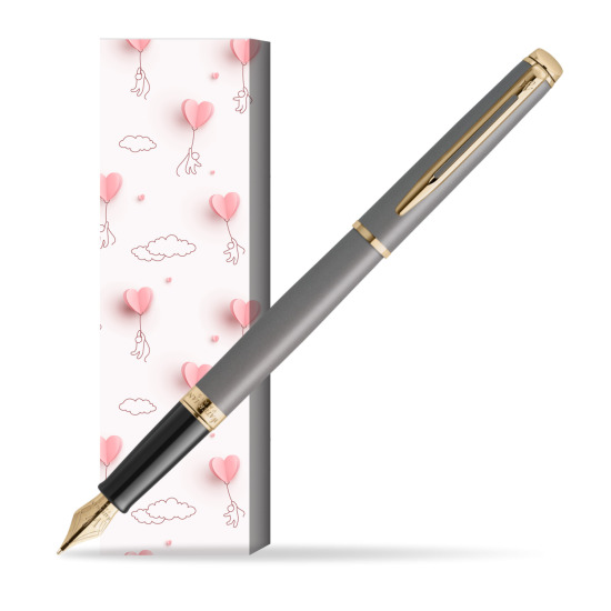 Waterman Hémisphère Stone Grey Metallic GT Penna Stilografica in cover Love is in the air