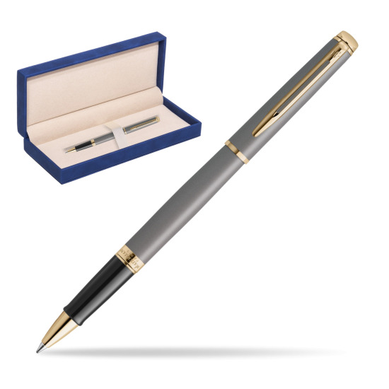 Waterman Hémisphère Stone Grey Metallic GT RollerPenna a Sfera in suede box navy blue