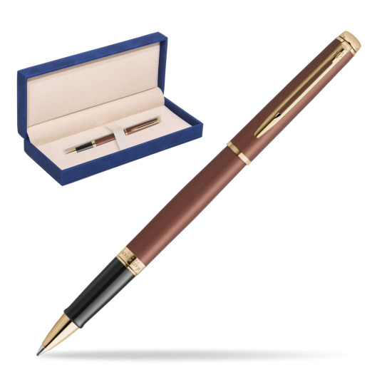 Waterman Hémisphère Copper Red Metallic GT RollerKugelschreiber in suede box navy blue