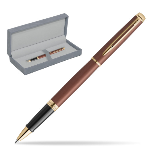 Waterman Hémisphère Copper Red Metallic GT RollerKugelschreiber in suede box grey
