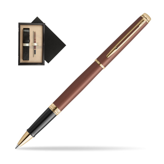 Waterman Hémisphère Copper Red Metallic GT RollerKugelschreiber in single wooden box Wenge Single Ecru