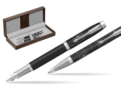 Parker PREMIUM LEGACY OF FLIGHT Gift Set Fountain Pen + Ballpoint Pen in the brown leather box