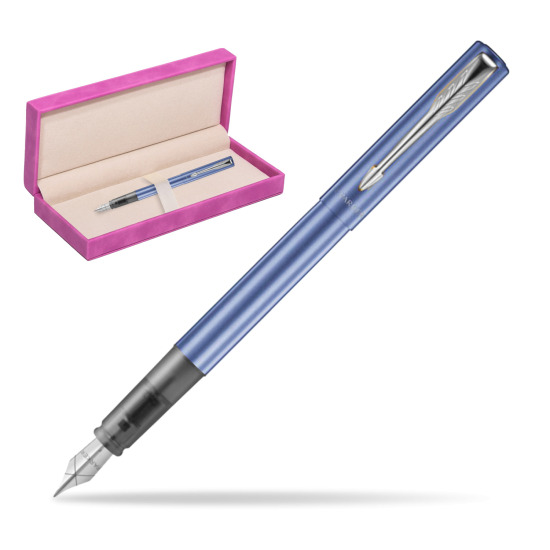 Parker Vector XL Blue CT Penna Stilografica in suede box fuchsia