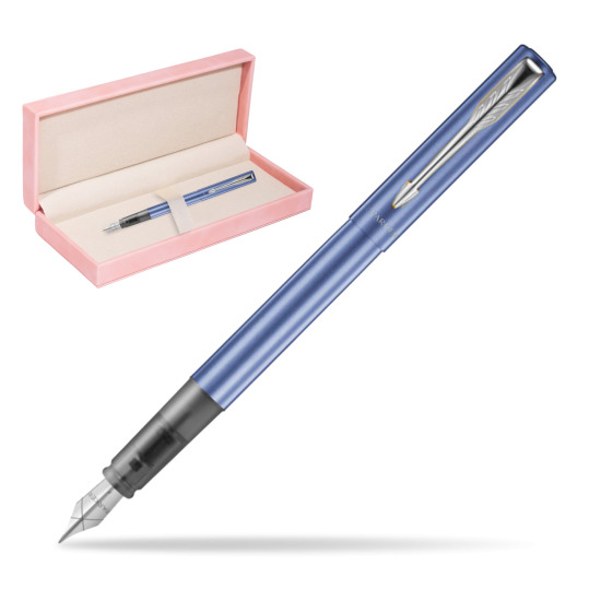 Parker Vector XL Blue CT Penna Stilografica in suede box pink