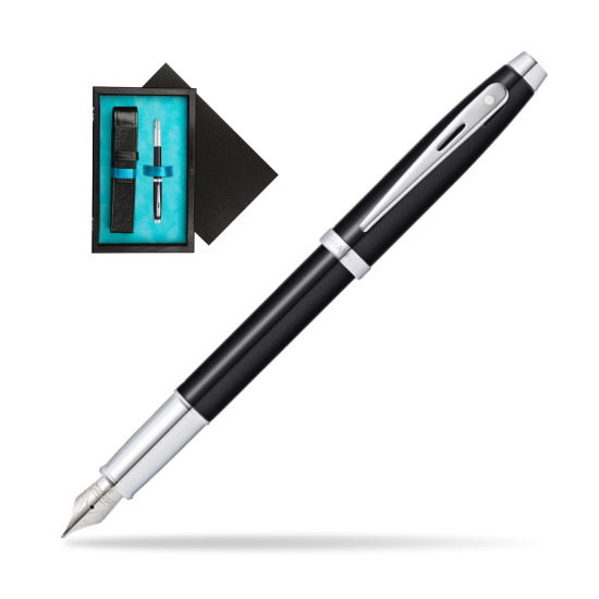 Sheaffer 100 Nero lacca CT Penna Stilografica in single wooden box Black Single Turquoise