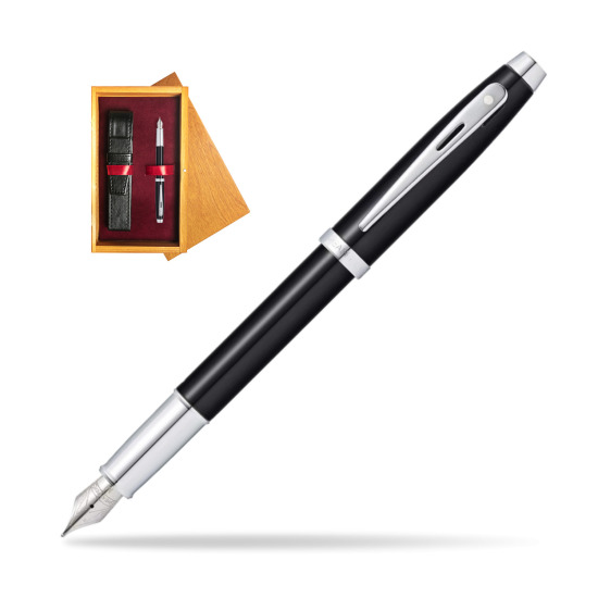 Sheaffer 100 Nero lacca CT Penna Stilografica in single wooden box Honey Single Maroon