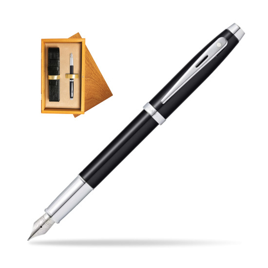 Sheaffer 100 Nero lacca CT Penna Stilografica in single wooden box Honey Single Ecru