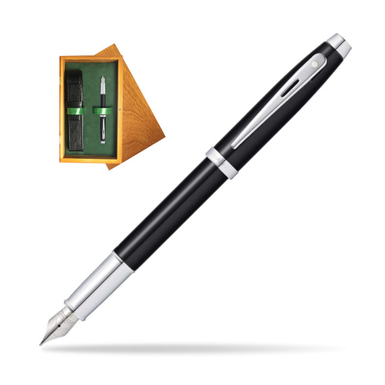 Sheaffer 100 Nero lacca CT Penna Stilografica in single wooden box Honey Single Green